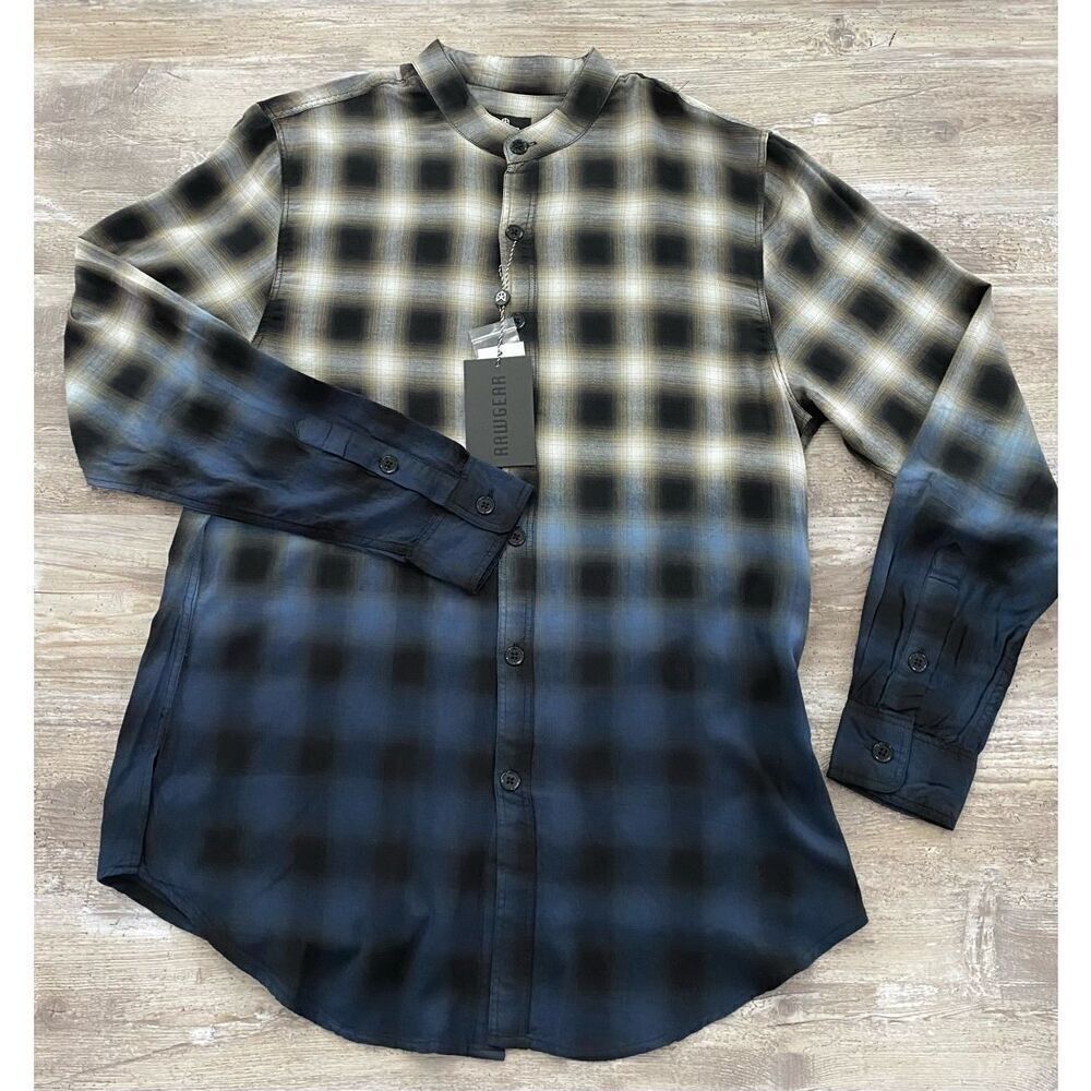 RawGear Mens Flannel Dress Ombré Shirt Sz S